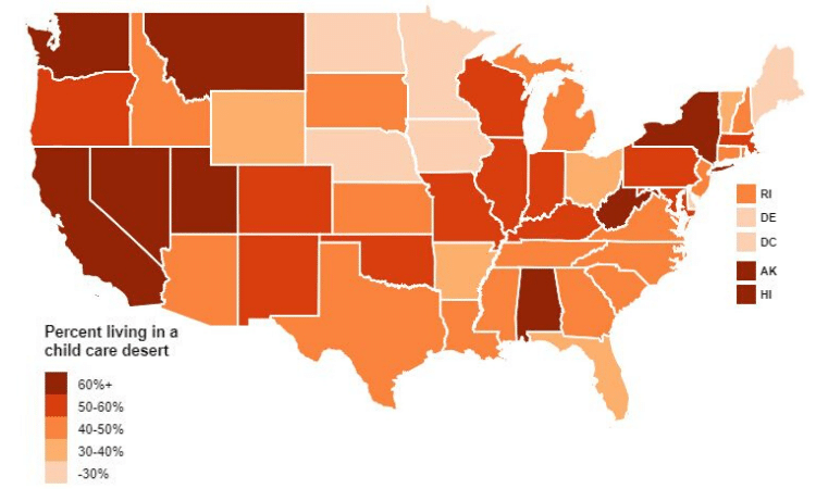 how to start a daycare center - childcare desert map