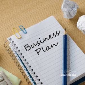 Daycare business plan notebook with pencil for childcare startup planning