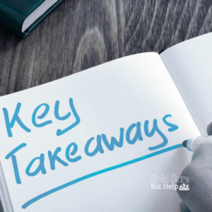 Key takeaways written in a notebook for a daycare business plan guide