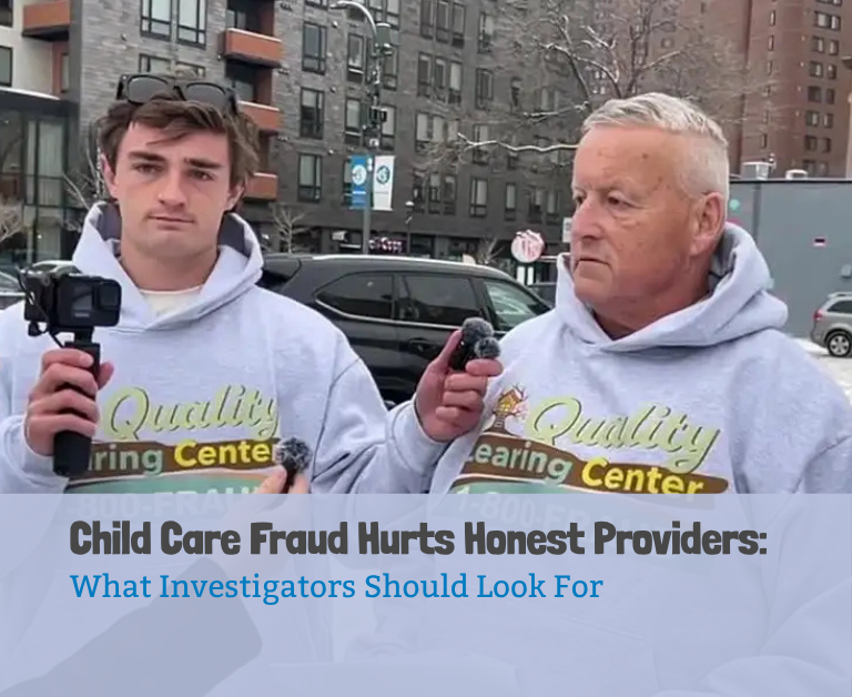 Child care fraud discussion outside Quality Learing Center with Nick Shirley investigating provider accountability